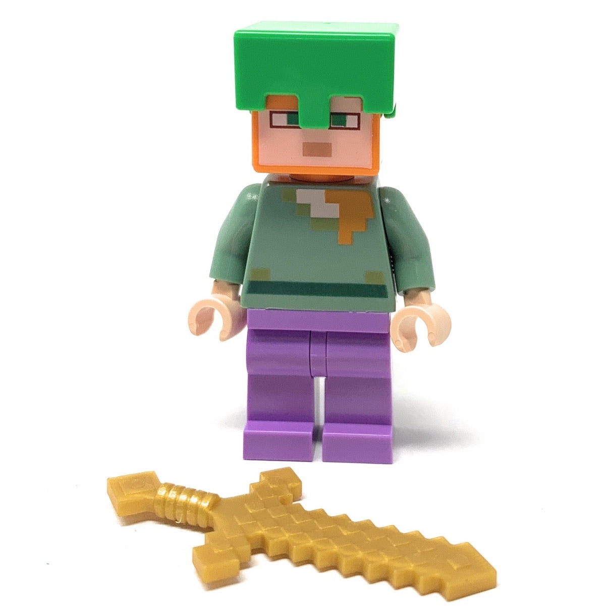 Alex Gold Sword Green Helmet Lego Minecraft Minifigure 21 The Brick Show Shop