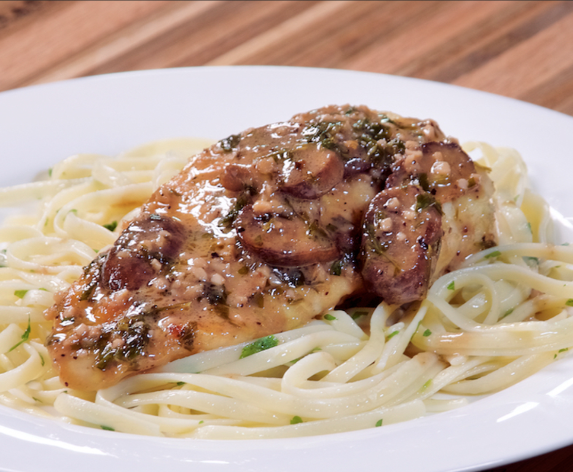 Chicken Marsala with Ghost Pepper Blueberry Hot Sauce