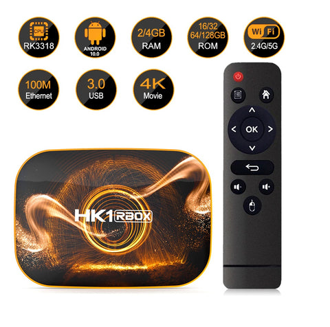 HK1 RBOX set top box Android 10.0 RK3318 4GB/128G Dual frequency WIFI HD network player TV BOX