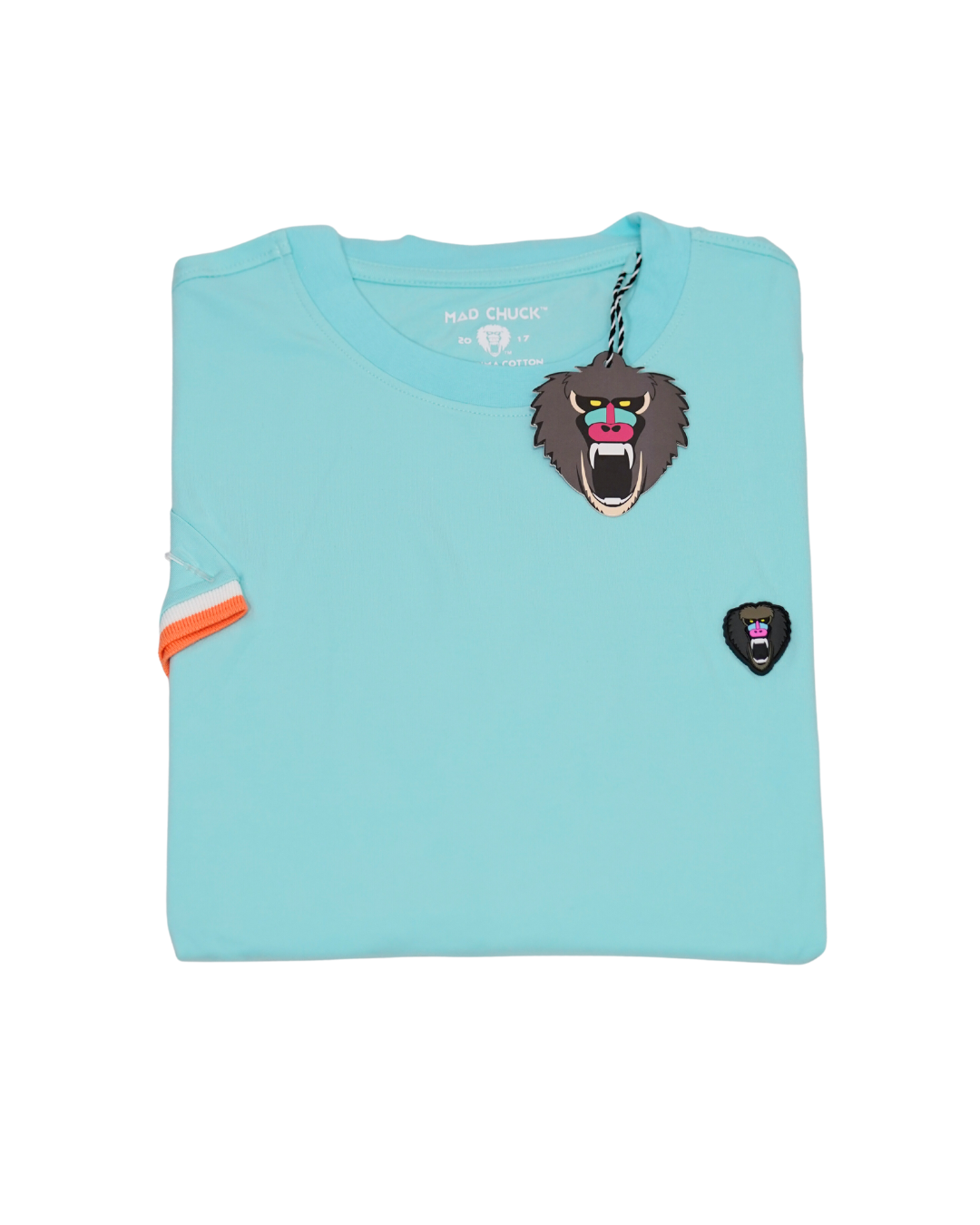 TURQUOISE CUFF RIBBED CREW NECK WITH NEW RUBBER PATCH | Mad Chuck™