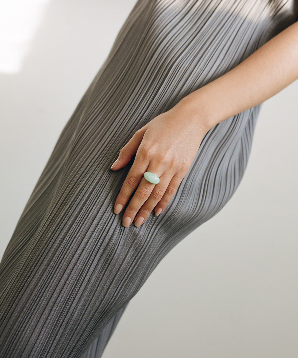 Model wearing J. Hannah Glace' II Ring Aquamarine