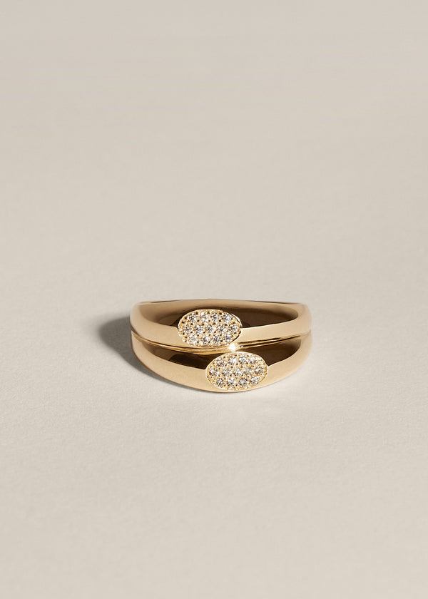 18K Yellow Gold Essence Diamond Signet Ring | Pavé Pinky Ring | Cadar –  CADAR