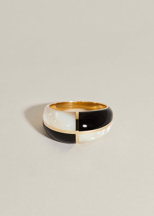 Form Inlay Ring II (Onyx & Mother of Pearl) | J.Hannah Jewelry