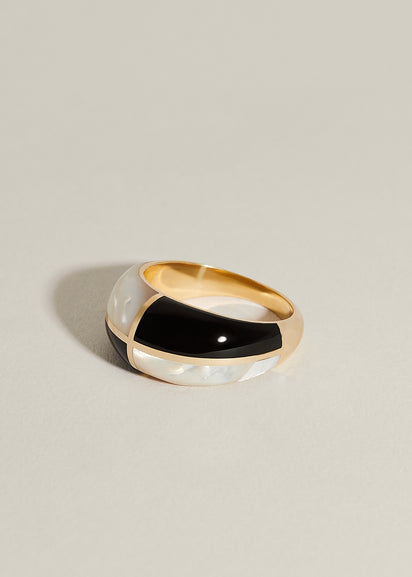 Form Inlay Ring II (Onyx & Mother of Pearl) | J.Hannah Jewelry