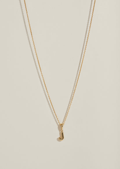 Initial Necklace, Letter J Diamond Pendant with 18k Yellow Gold Chain