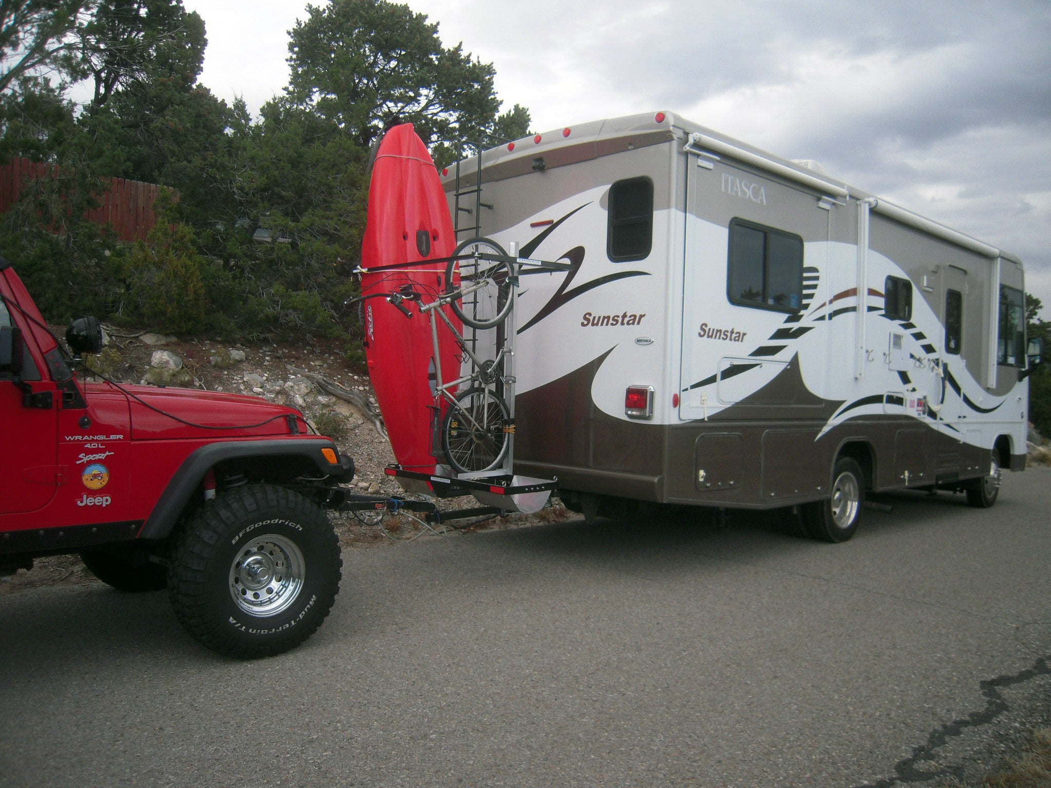 Dual Hitch extension bar for ( FOR FLAT TOWING ONLY) - Yakups® RV Kayak,  Bike, & Boards Custom vertical rack 