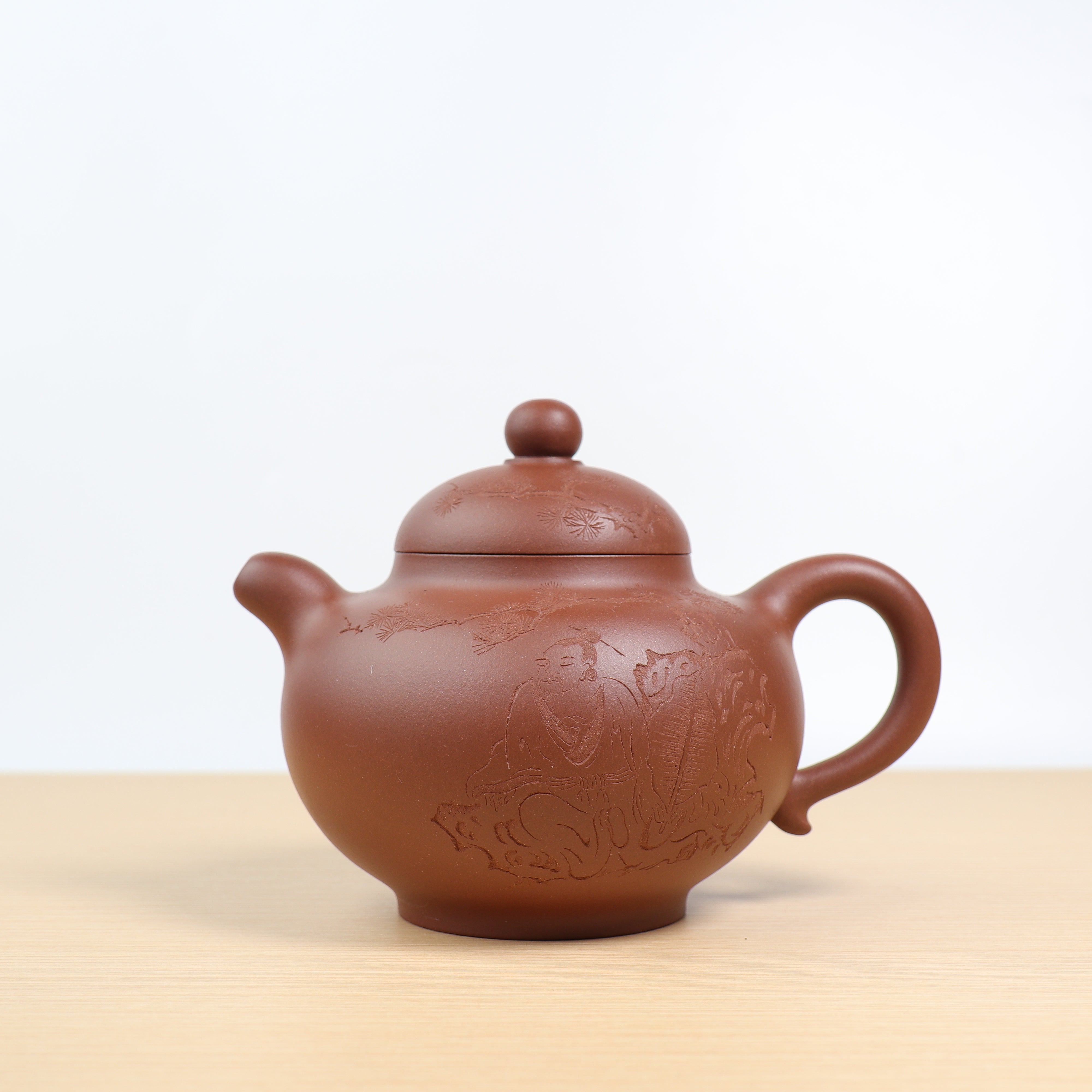 紫砂彫 苦盡甘来紫砂茶壺 清時代」陶磁器 急須 茶道具 古賞物 中国古