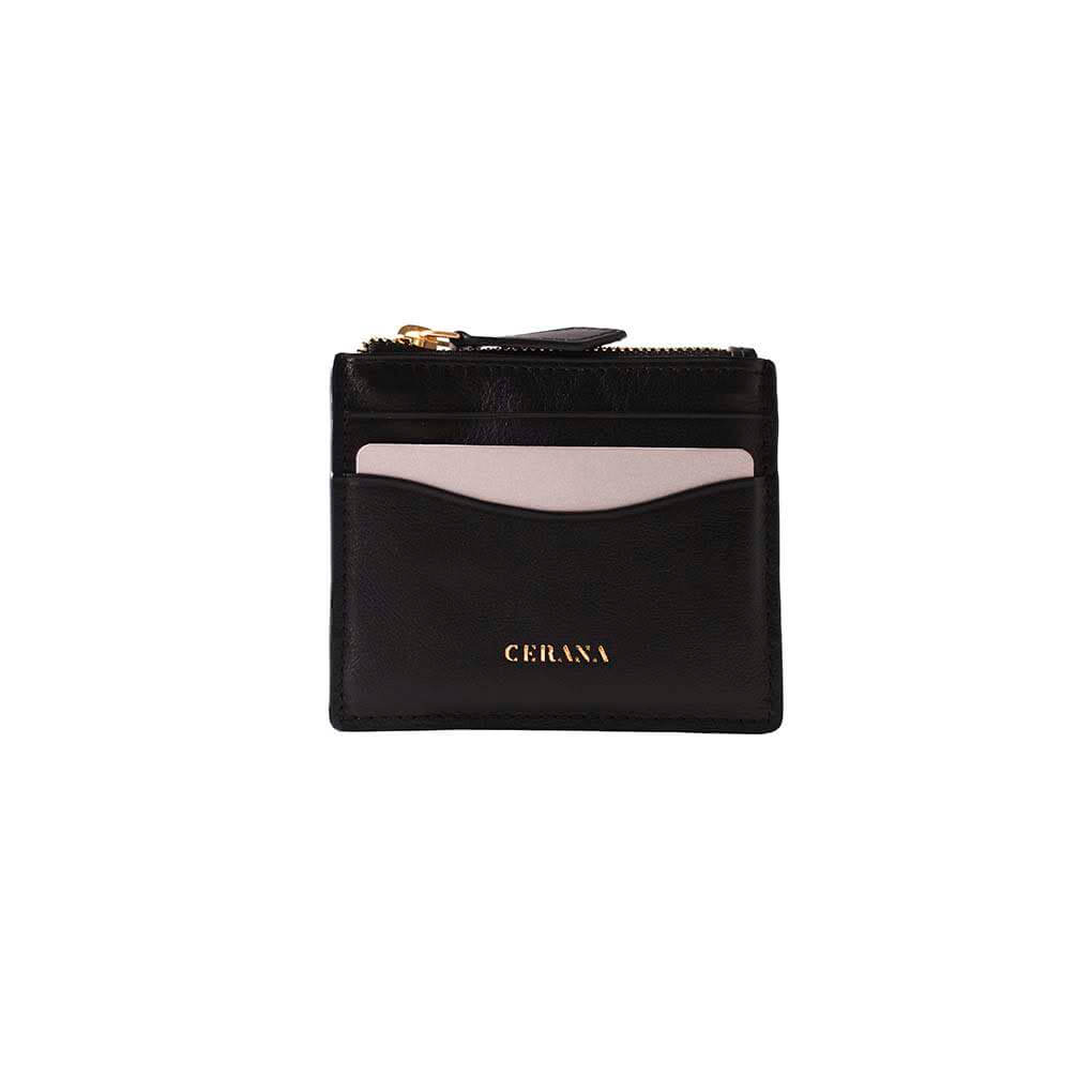 black leather card holder