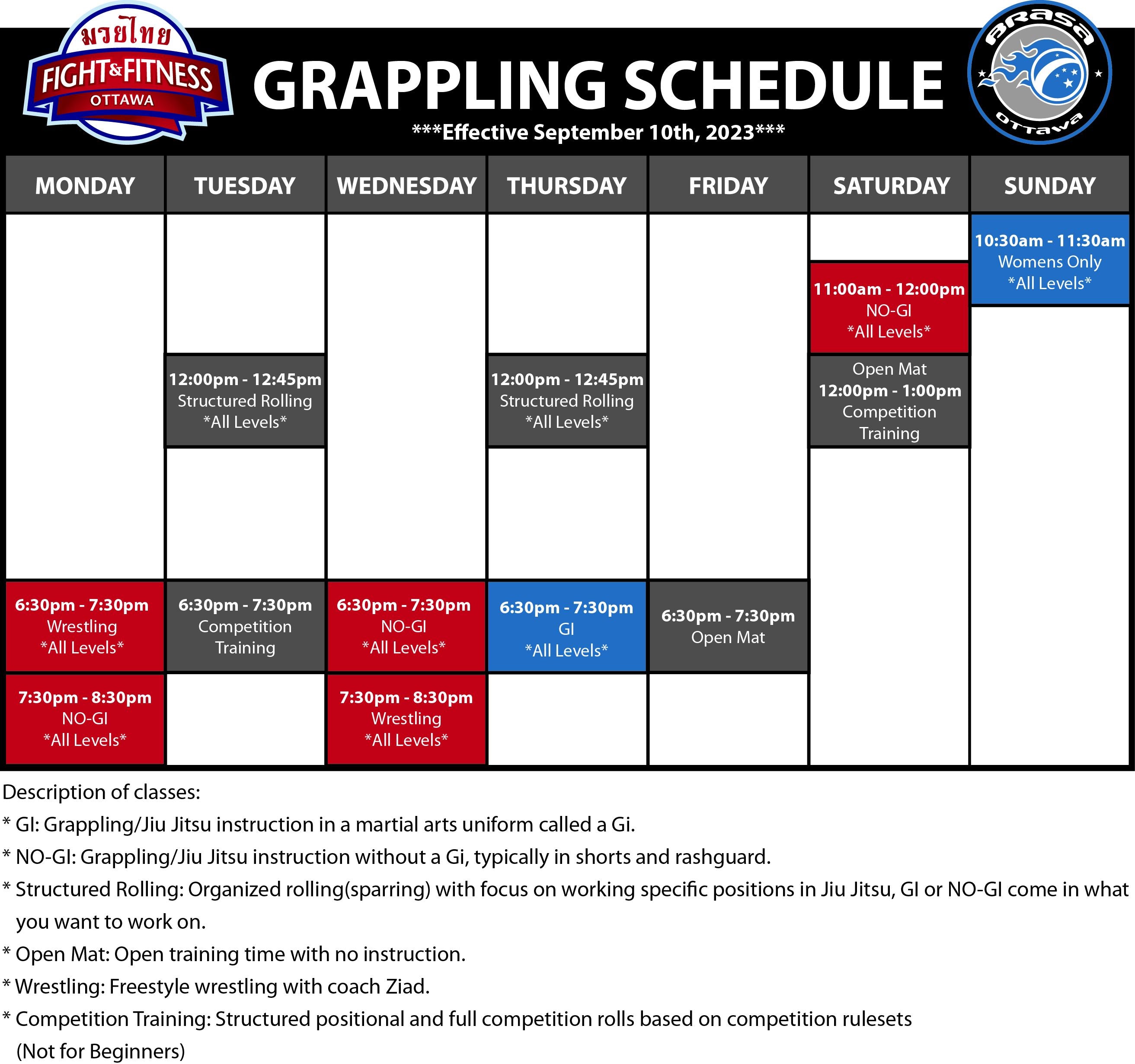 Grappling Schedule
