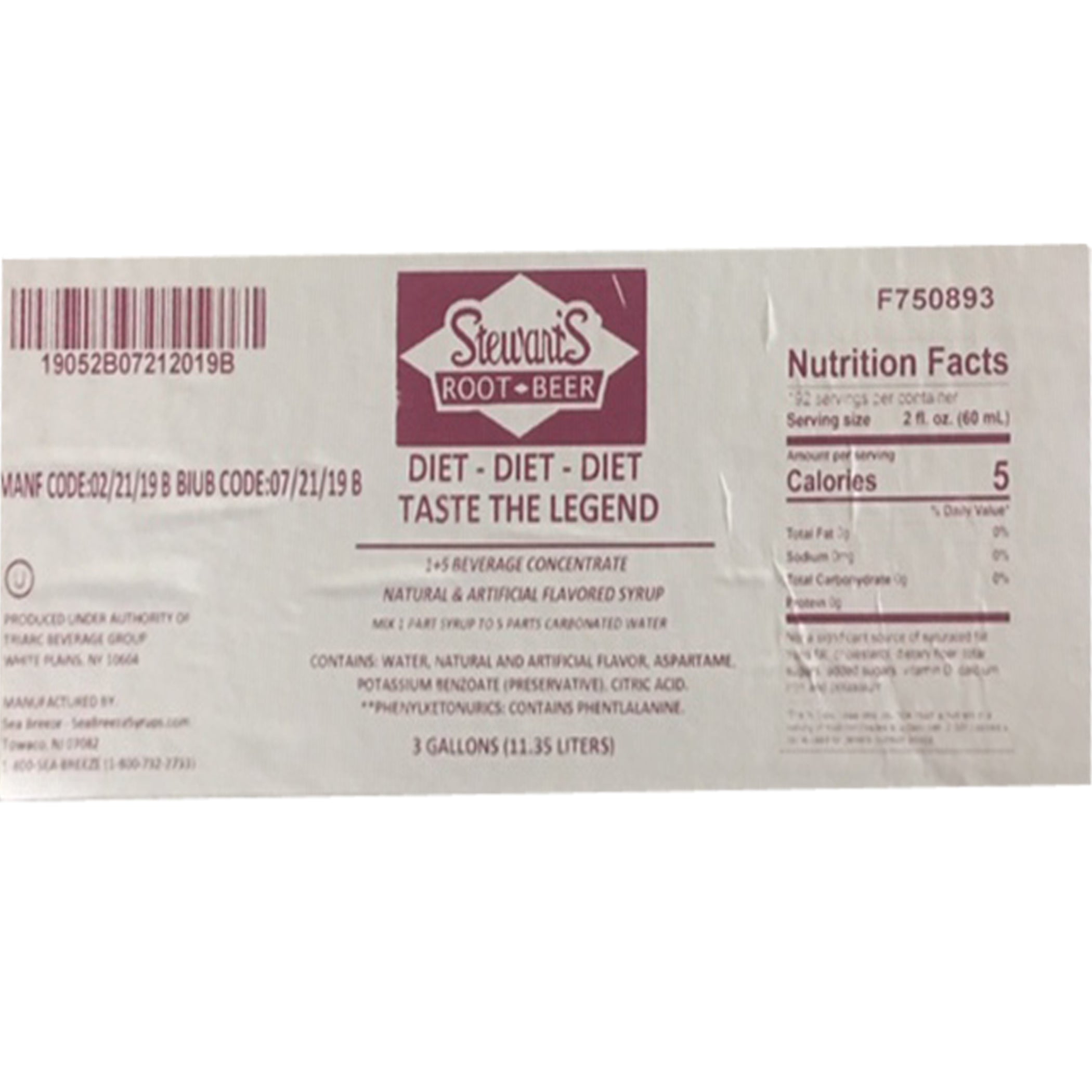 2.5 Gallon Stewarts Root Beer Bag In Box Fountain Syrup, 5:1 Ratio - Image 5