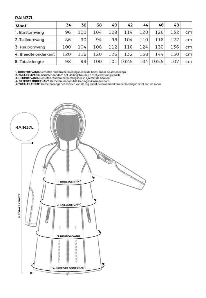 Maattabel Rain37L Ilse Jacobsen