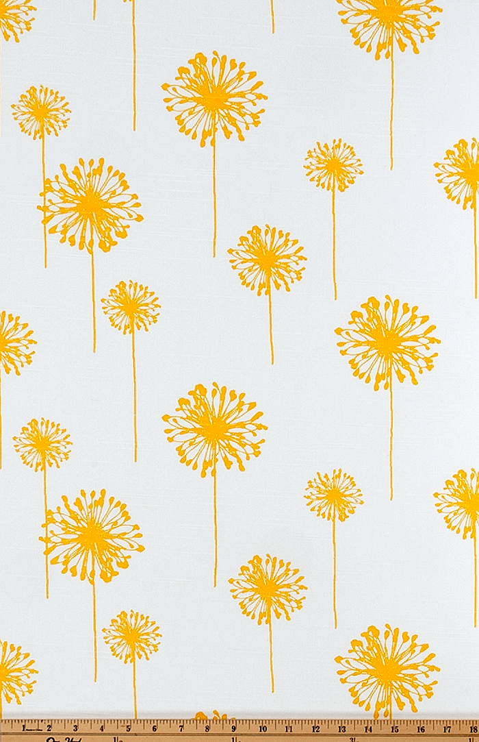 fabric yellow dandelion slub corn premier prints flower