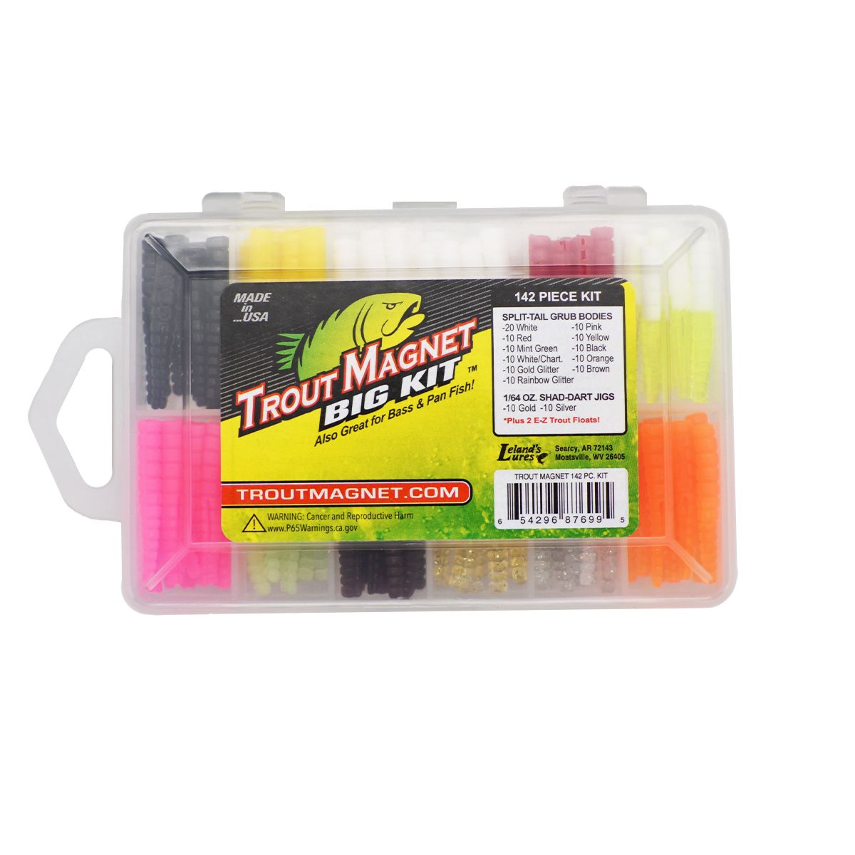 Leland Trout Magnet Combo Pack 1/64oz, 2 Hooks, 4 Grubs, 2
