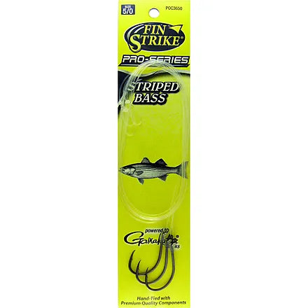 Fin Strike Pro Series Striped Bass Rig Octopus Hook, Swivel & Flouro