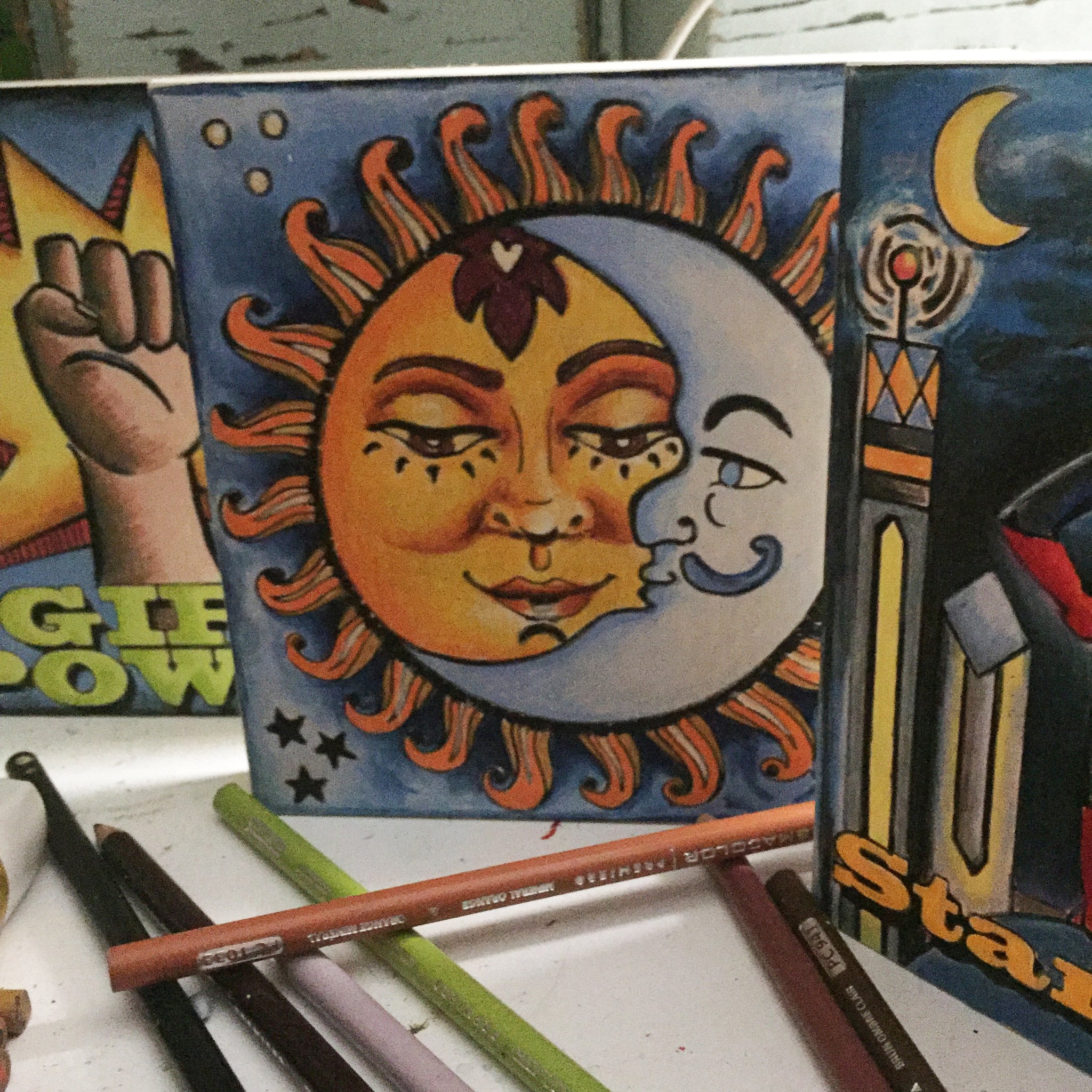 Sun And Moon Drawing Colored Drawing Tutorial Easy