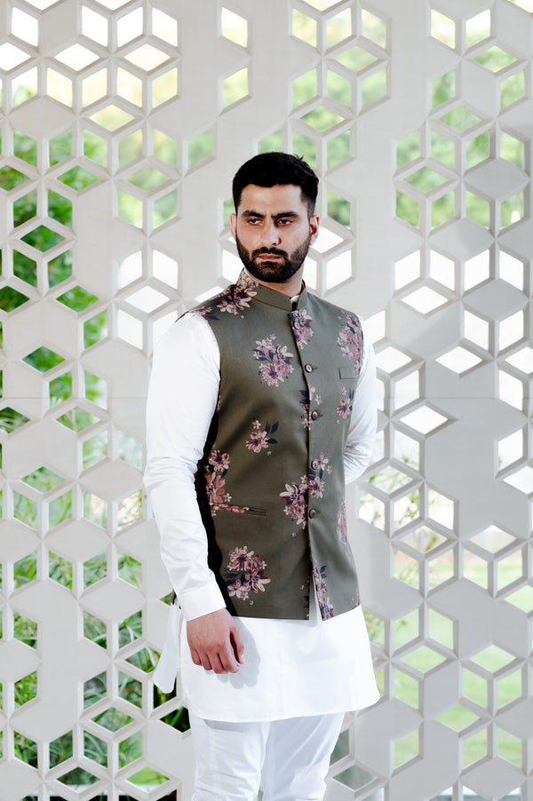 Nehru jacket store flower design