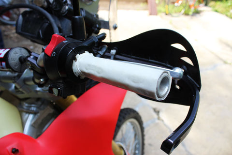 Fusion 2.0 grip tape installed on a dirt bike handlebar. 