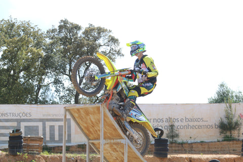 Risk Racing rider on freestyle motocross ramp