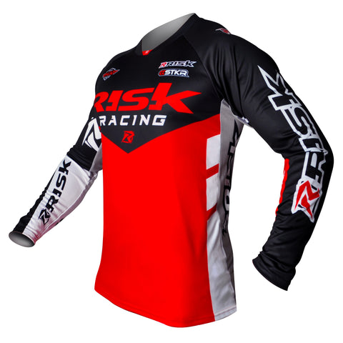 Risk racing red/black ventilate v2 motocross jersey provides ultimate protection, ventilation, and mobility. As well as a great fit.