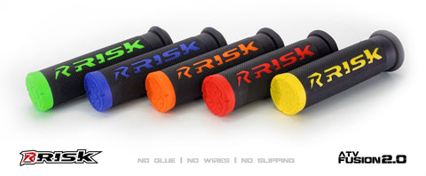 Mountain bike grips made by risk racing. The easiest slip on grips to install on the market