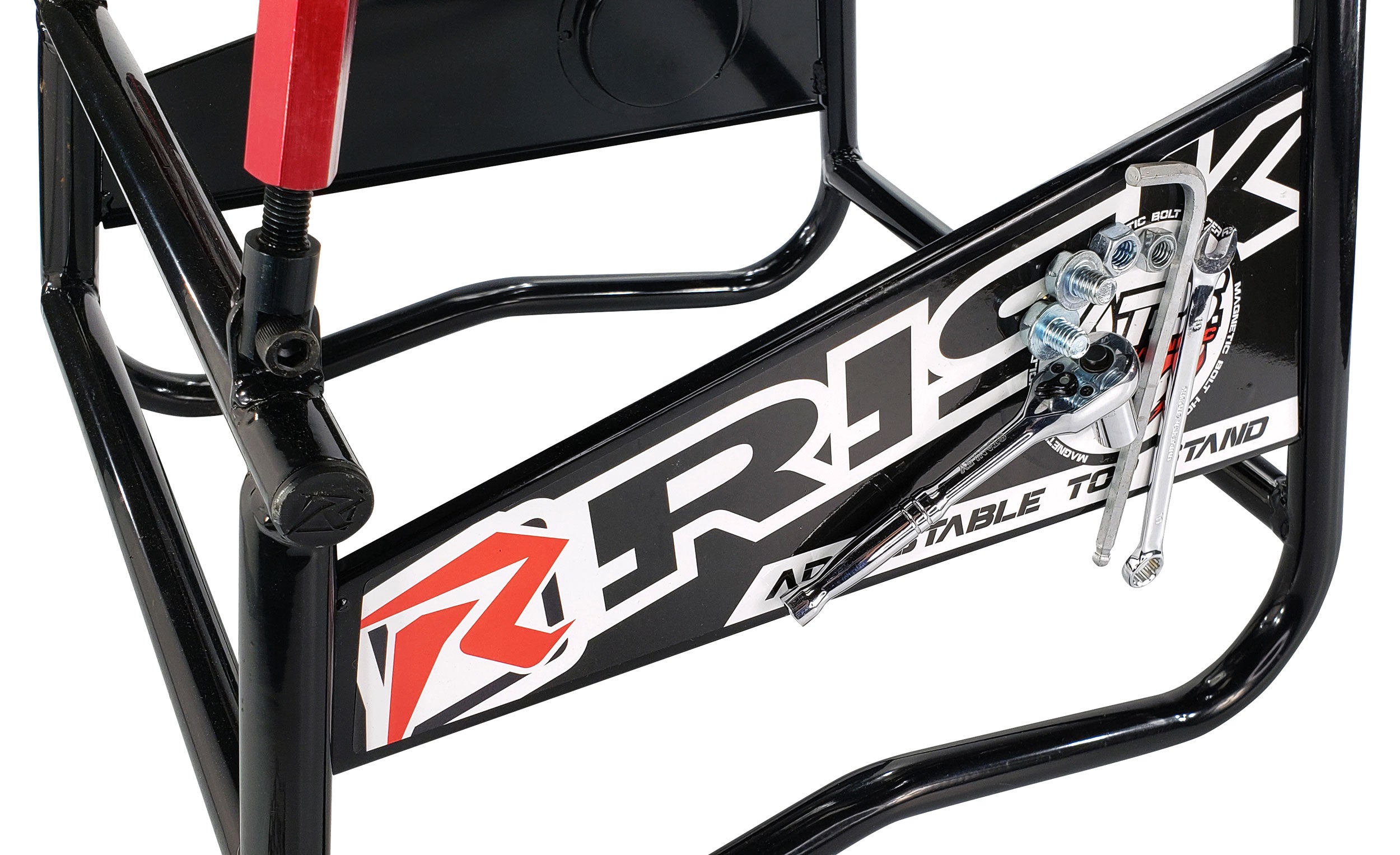 Riesgo Racing Ats Soporte de moto ajustable con panel de pernos magnéticos