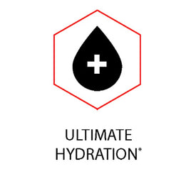 iRide Supplements ultimate hydration logo featuring a water drop with a health cross inside