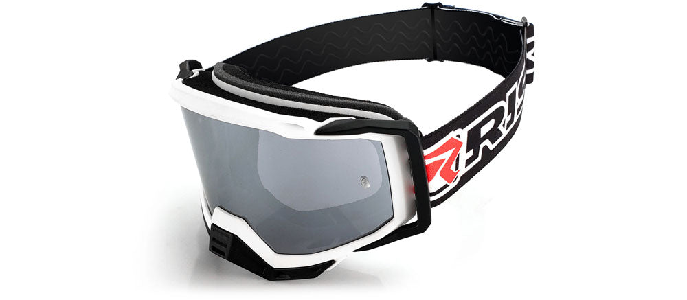 Vue 3/4 de Risk Racing's Motocross Goggles 3/4 sur White BG