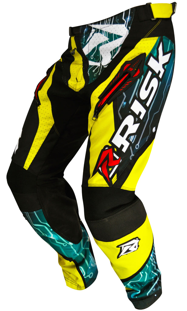 Risk Racing's  ventilate digital motocross pants white studio pic