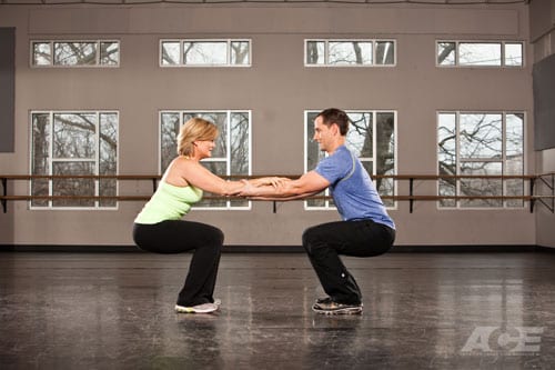 Assisted squat exercise