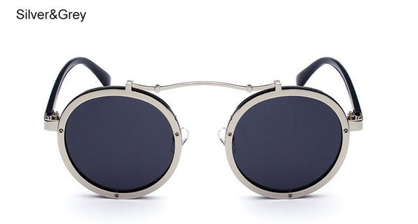 New Gothic Steampunk Boho Style Sunglasses Boho Style Coating Mirrored Super Star Sunglasses Round Circle Sun glasses - Gisselle Morales