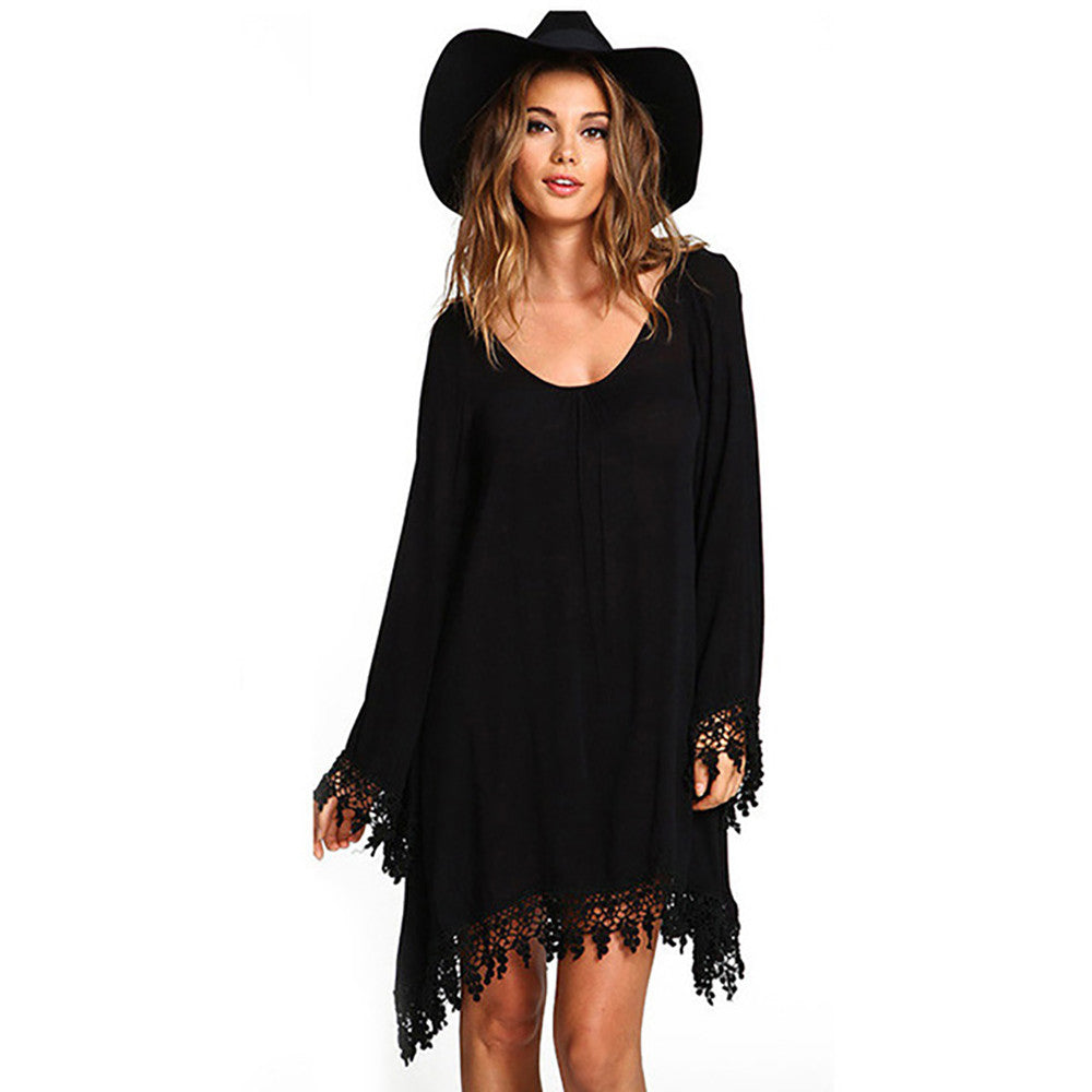 boho style black dress