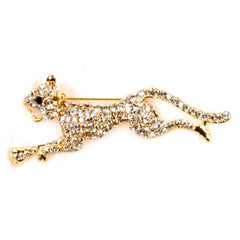 Rhinestone Studded Leopard Metal Designer Brooch by Indian Petals