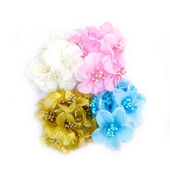 Beautiful Fabric Flowers with Buds for Craft, Trousseau Packing or Decoration - Design 24