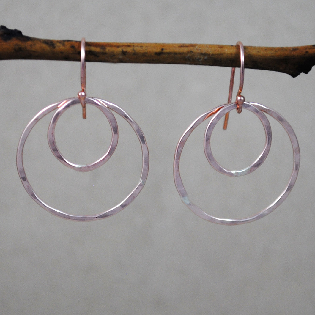 Double Ring Earrings - rose gold-filled