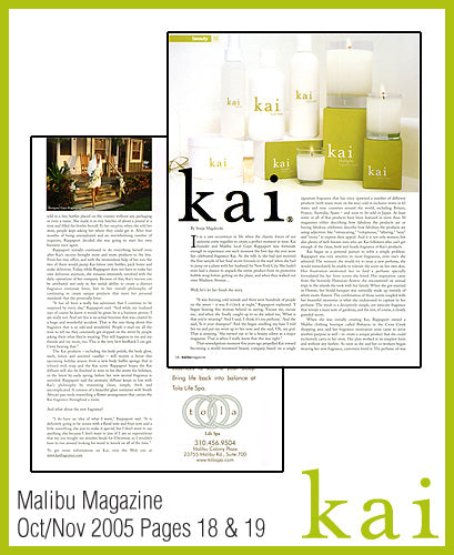 kai fragrance featured in malibu oct/nov 2005