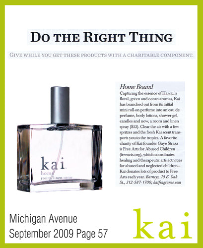 kai fragrance featured in michigan avenue september, 2009