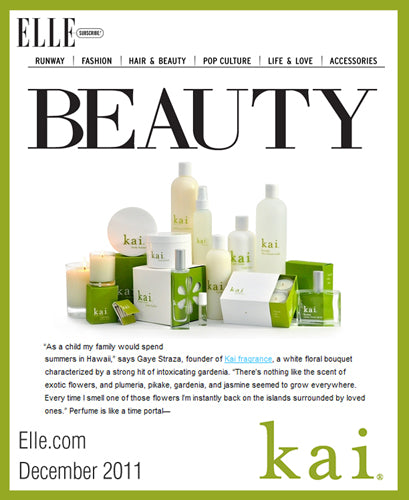 kai fragrance featured in elle online december, 2011