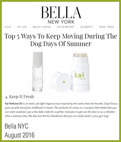 kai fragrance featured in bellanyc.com august 2016