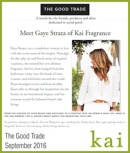kai fragrance featured in the good trade september 2016