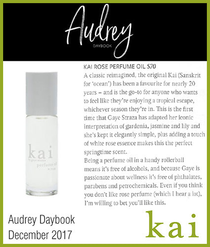 kai fragrance featured in audrey daybook december 2017