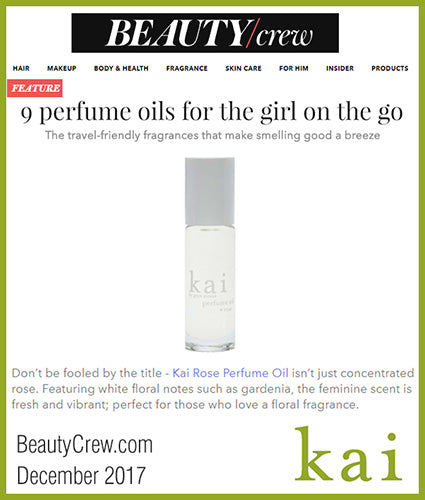 kai fragrance featured in beautycrew.com december 2017
