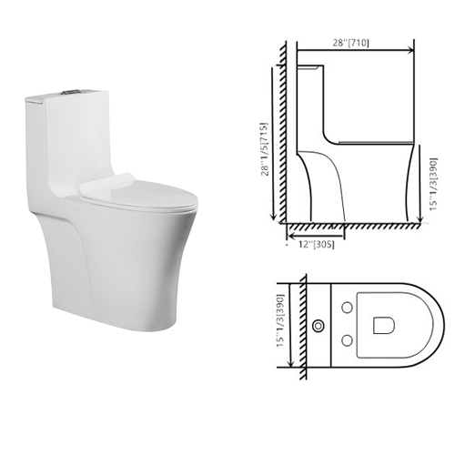 One Piece Water Saver Dual Flush Toilet Regular Comfort Height Sani 93 Sanicanada