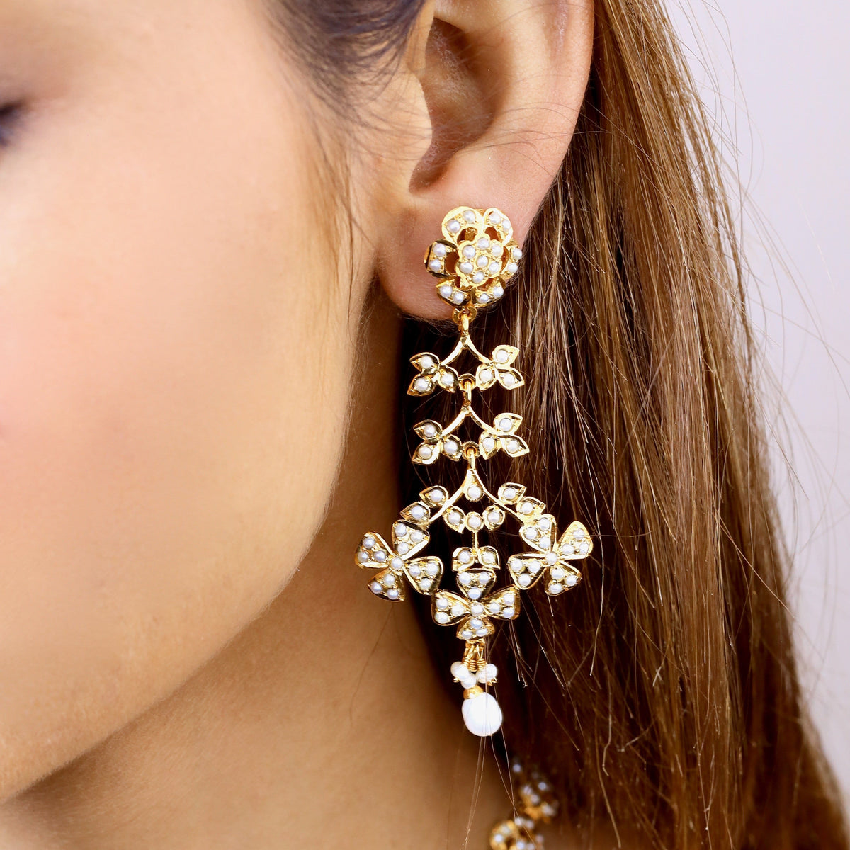 Pearl Drop Earrings in Gold Plated Silver ER 174 – Deccan Jewelry