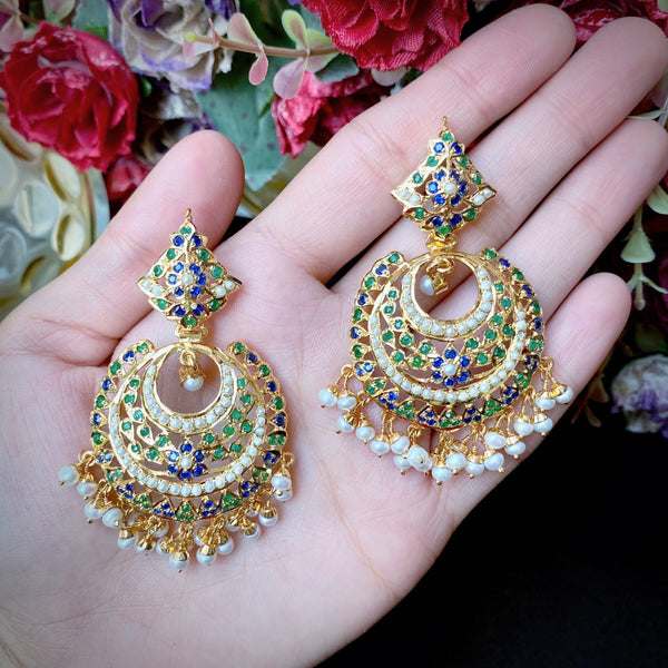 Indian Celebrity Inspired Big Kundan Chandbali Earrings | FashionCrab.com
