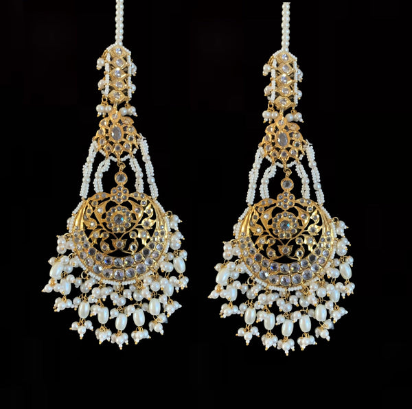 Bilqees Antique Gold Jhumar - Red – SOKORA JEWELS