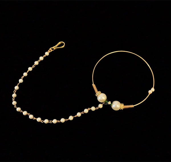 Buy Azai by Nykaa Fashion Gold Tone Pearl Nose Ring Online