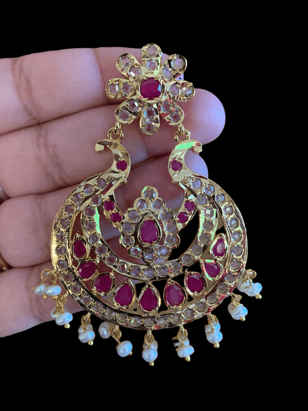 Latest Gold Chandbali Earrings with stones - Dhanalakshmi Jewellers