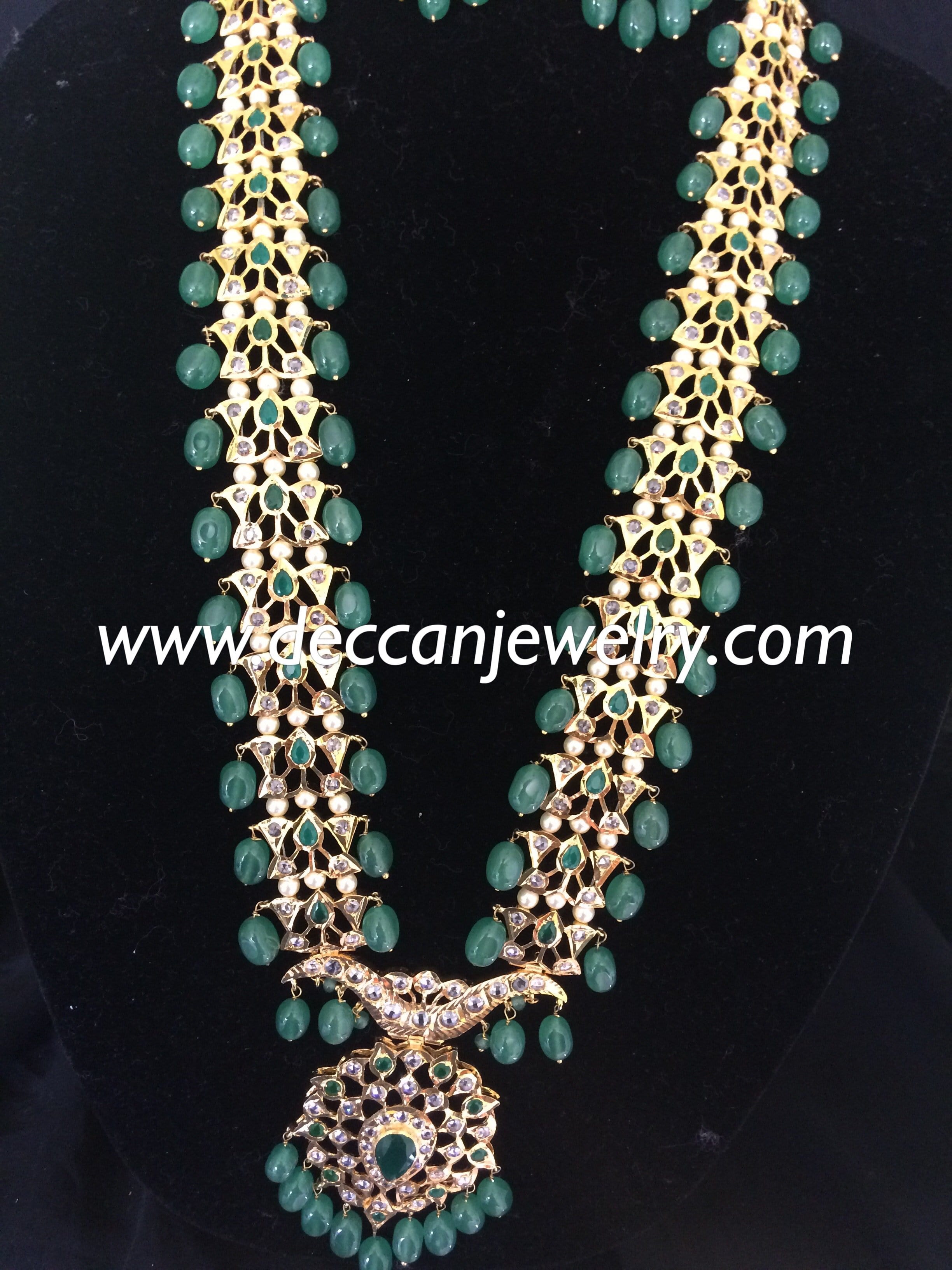 Emerald Nizami Asif jaahi haar( READY TO SHIP ) – Deccan Jewelry