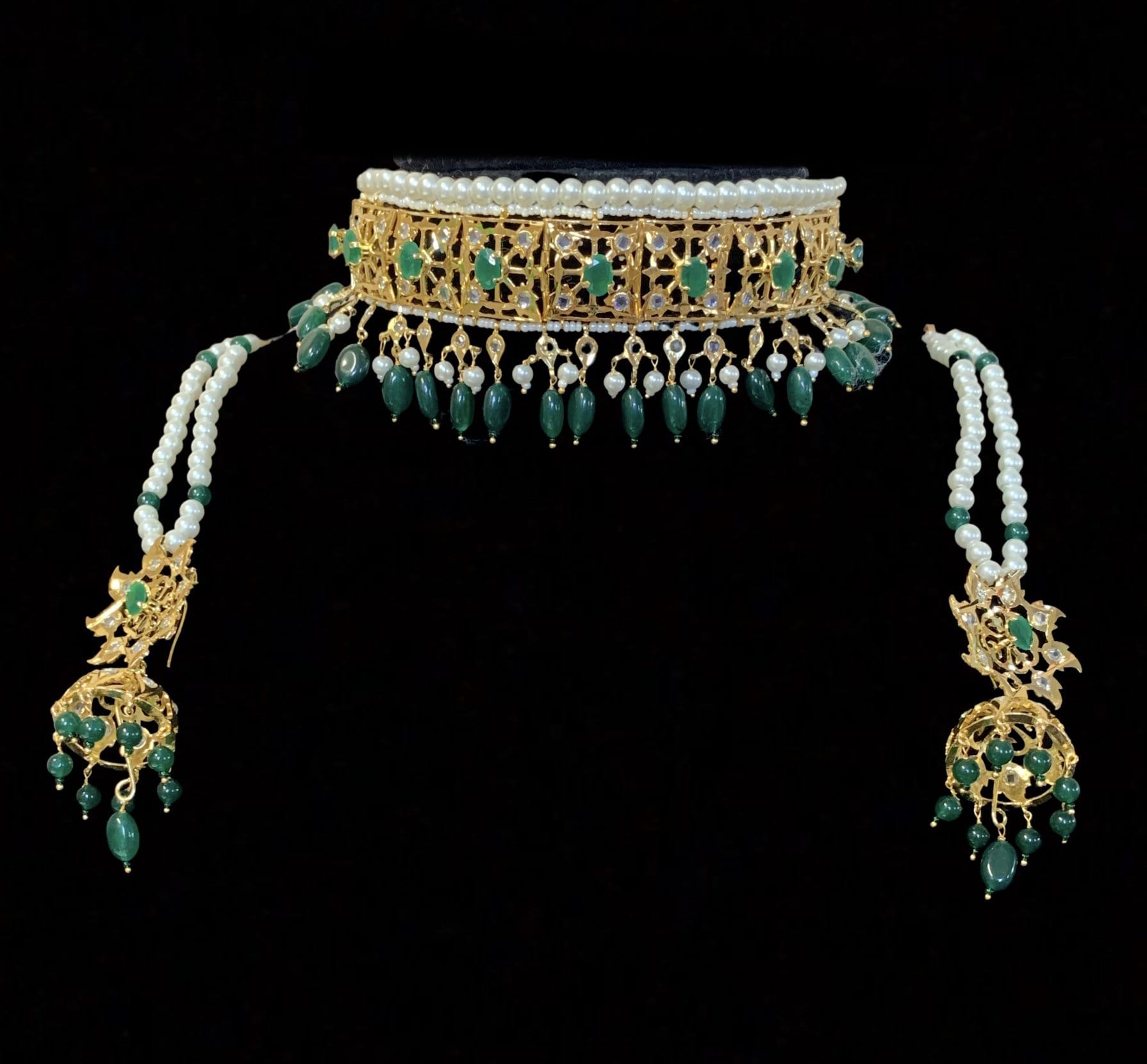 Insia jadavi lacha in emerald beads (READY TO SHIP ) – Deccan Jewelry