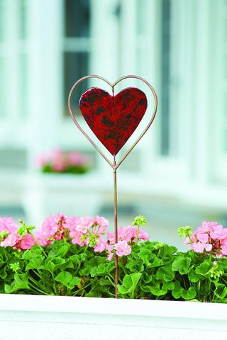 Happy Gardens - Red Heart Disc Garden Stake